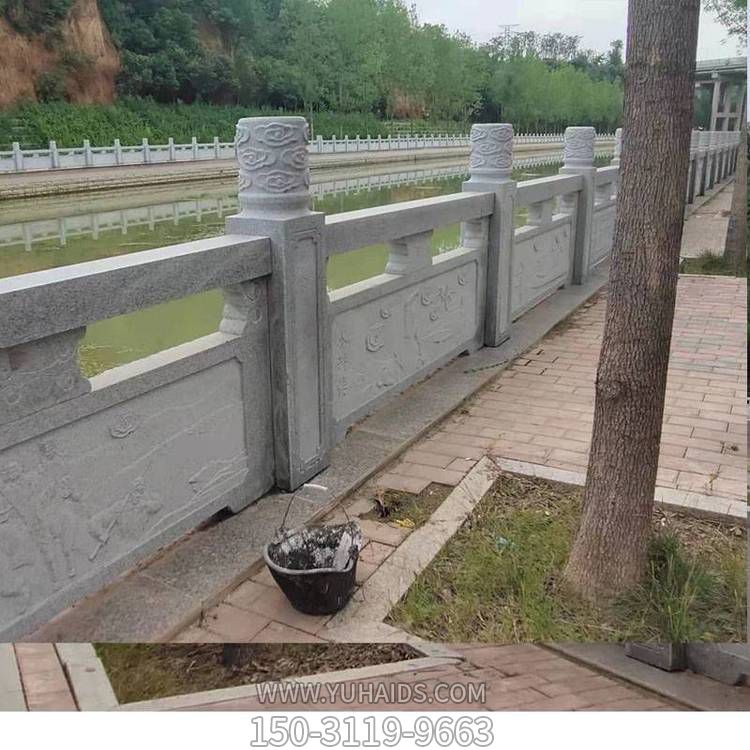 河道大理石花岗岩浮雕防护栏杆 升旗台围栏雕塑
