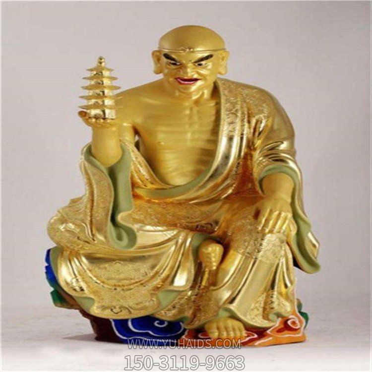 玻璃钢寺庙贴金十八罗汉雕塑