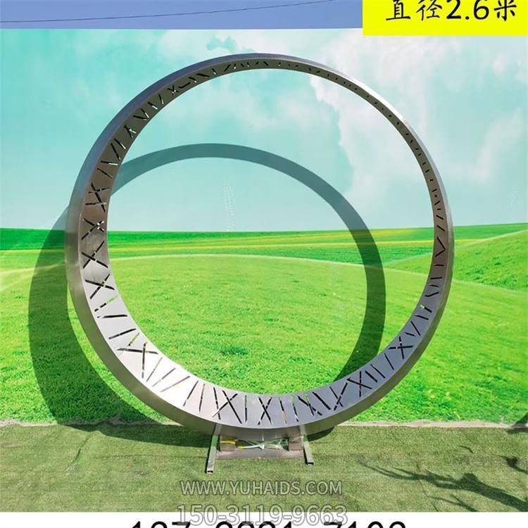  不锈钢几何户外园林景观圆环雕塑