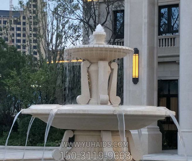别墅景观大型汉白玉喷泉石雕雕塑