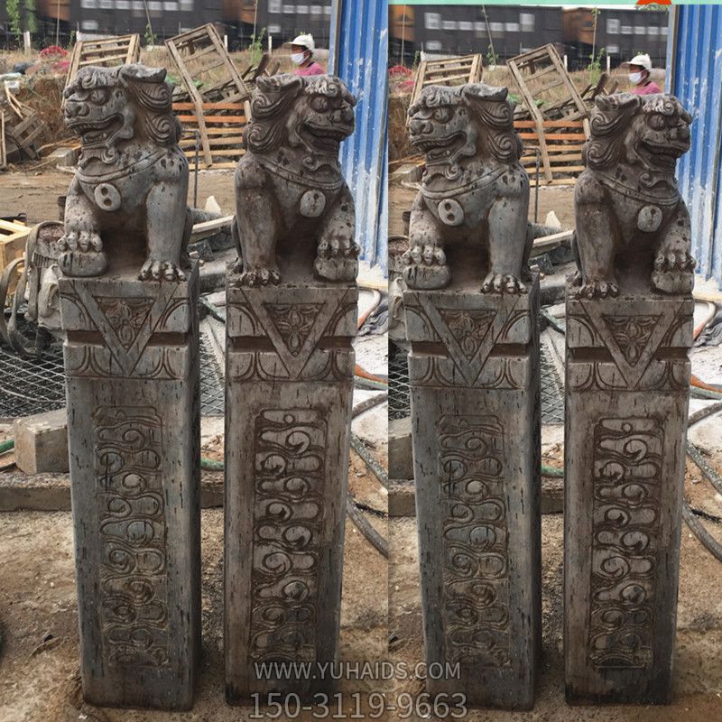 狮子浮雕城市广场摆放拴马柱雕塑