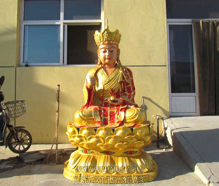 寺庙大型不锈钢喷金烤漆菩萨地藏王雕塑