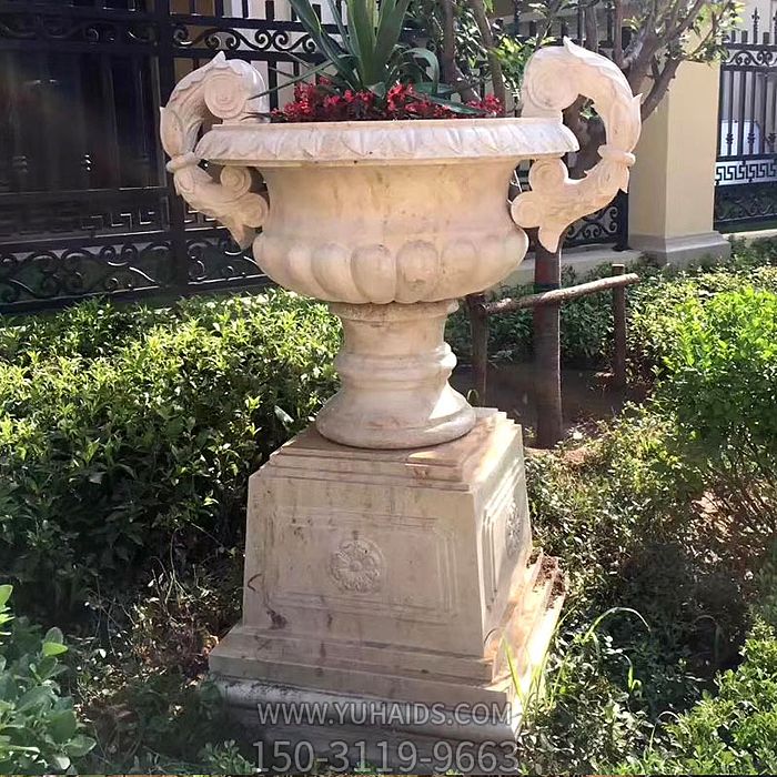 欧式石雕花盆雕塑