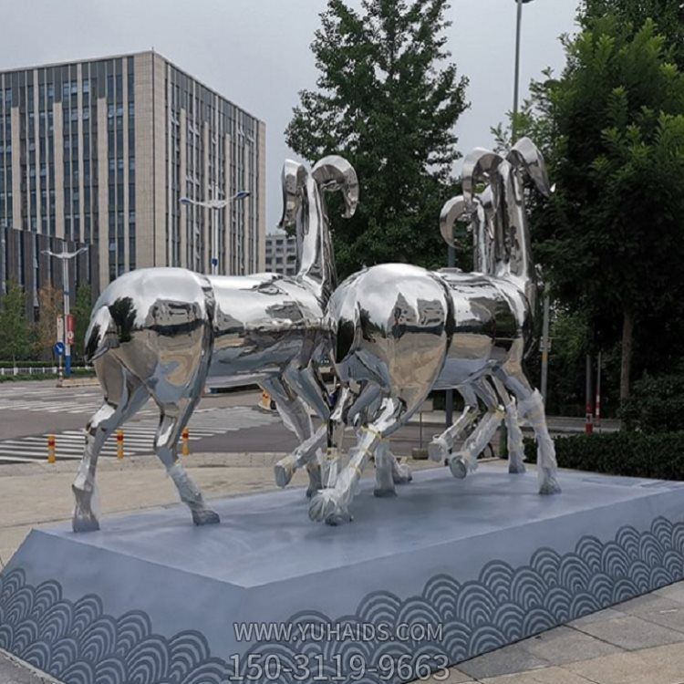 城市广场不锈钢镜面抽象动物景观摆件雕塑