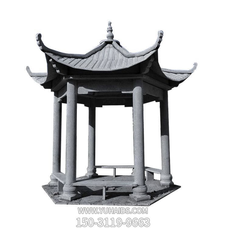简易芝麻灰大理石休息凉亭座椅雕塑
