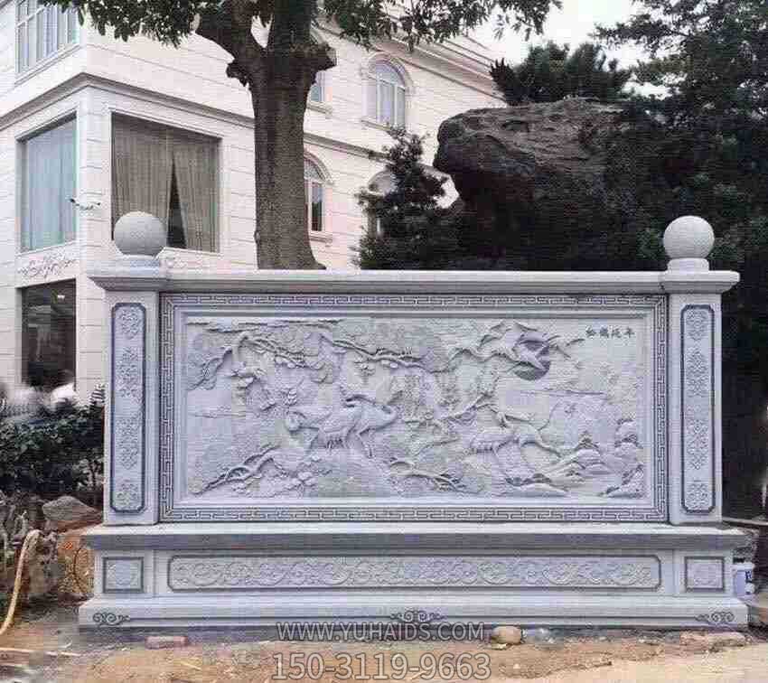 庭院门口摆放青石浮雕屏障装饰摆件雕塑