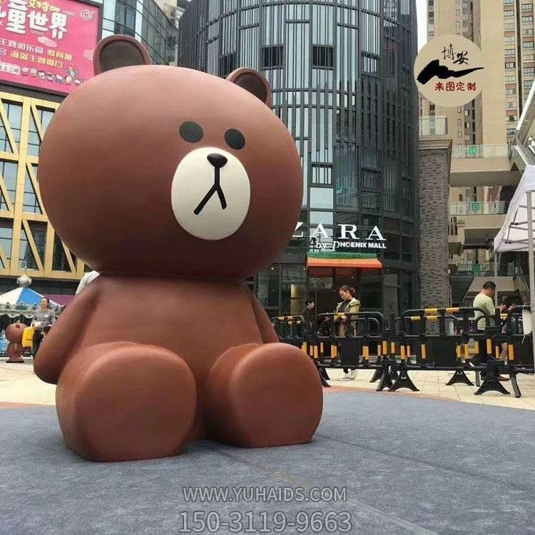 商业街游乐场摆放玻璃钢卡通小熊雕塑