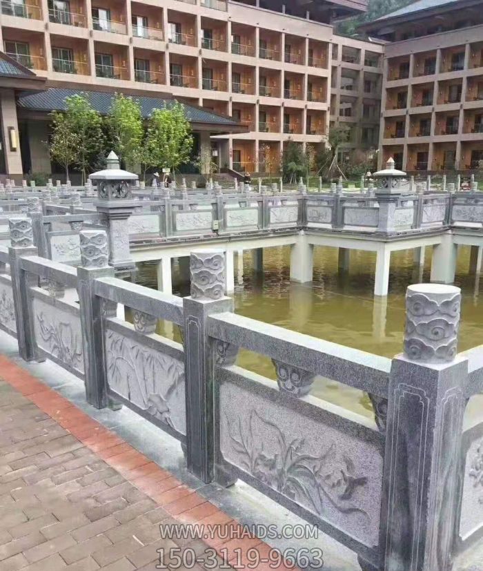 学院景观人造石桥芝麻灰栏板栏杆雕塑
