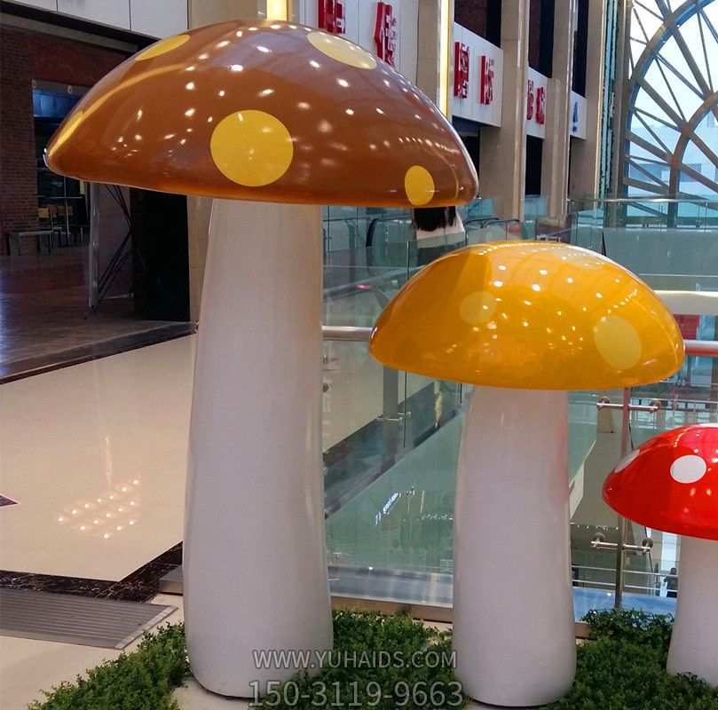 商场DP点展示美陈设计制作DP点玻璃钢蘑菇雕塑开业美陈制作厂家_17803