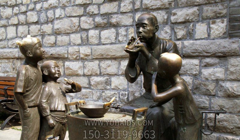 城市园林街头摆放吹糖人景观铜雕雕塑