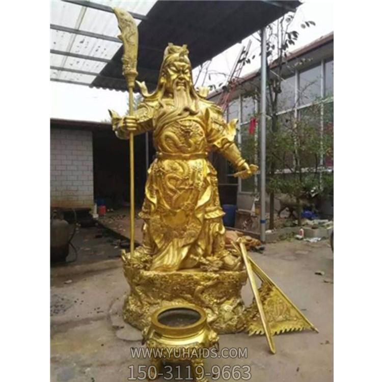 铸铜喷金打造武财神关公雕塑