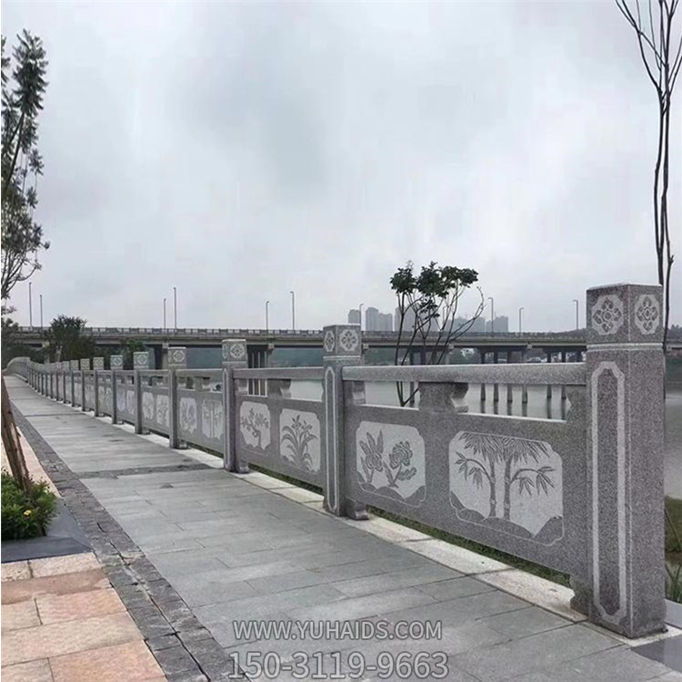 花岗岩客户栏板，步道护栏板雕塑
