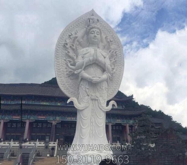 户外景点大型汉白玉石雕千手观音雕塑