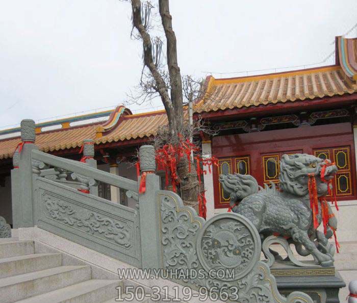 寺院台阶楼梯扶手青石仿古栏杆雕塑