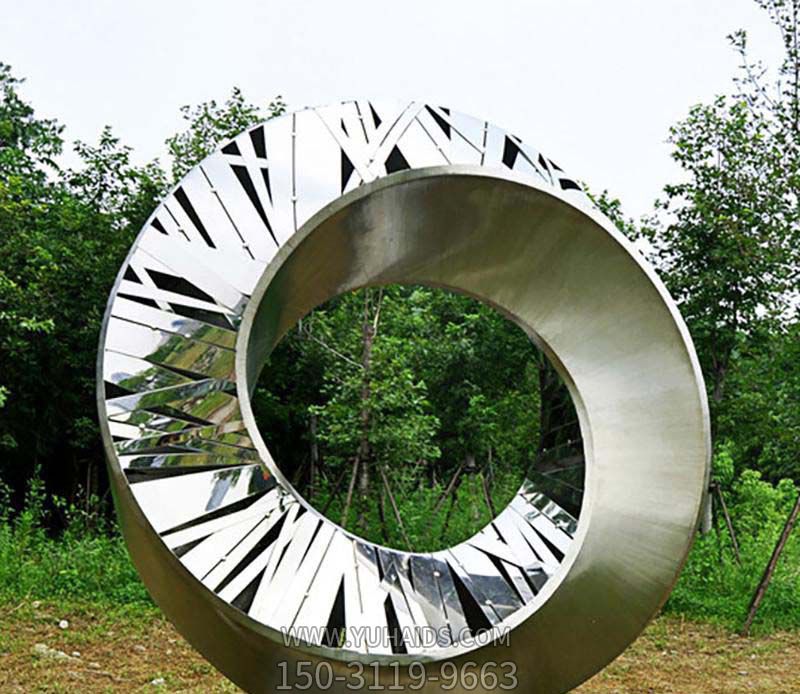 户外草坪不锈钢镂空创意个性圆环雕塑
