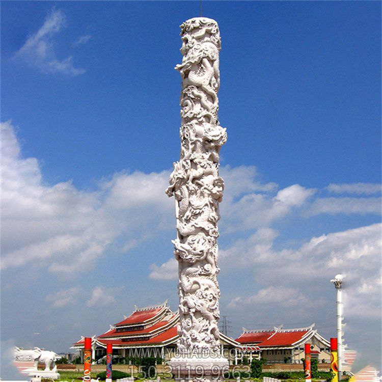城市广场装饰大型汉白玉浮雕龙石柱雕塑