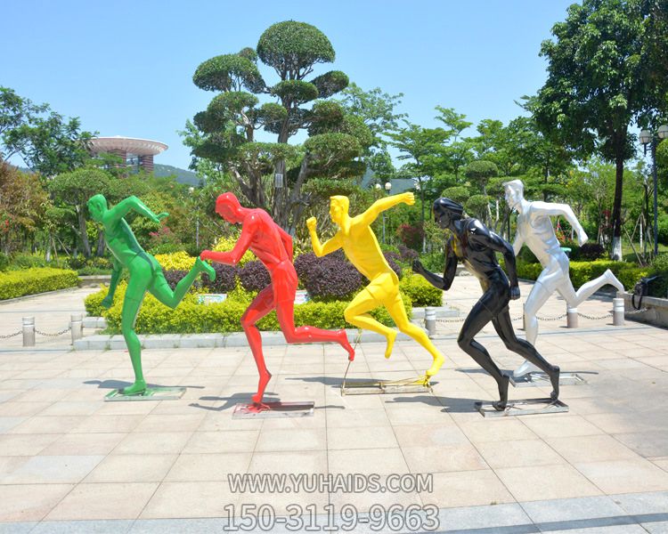 校体育广场户外玻璃钢抽象跑步运动人物雕塑