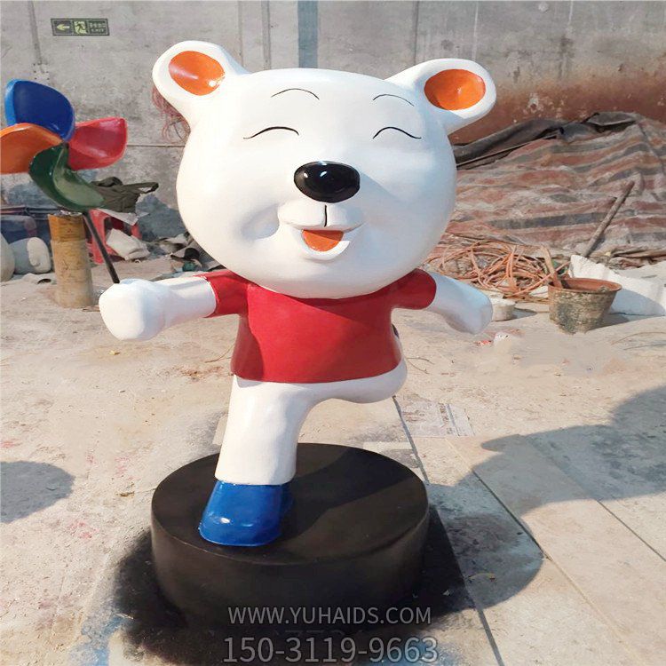 玻璃钢卡通奔跑的小熊摆件雕塑