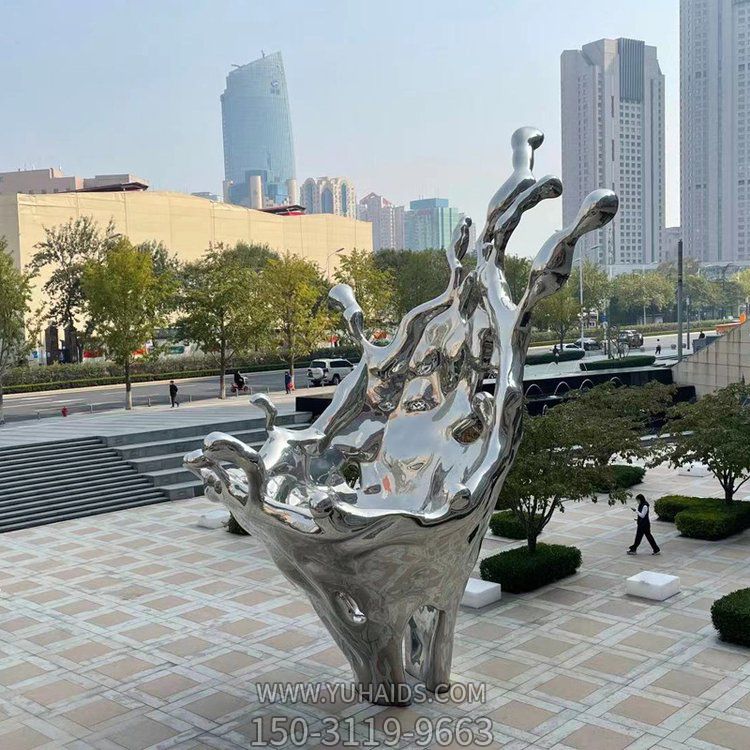不锈钢镜面立体抽象浪花城市广场景观雕塑摆件