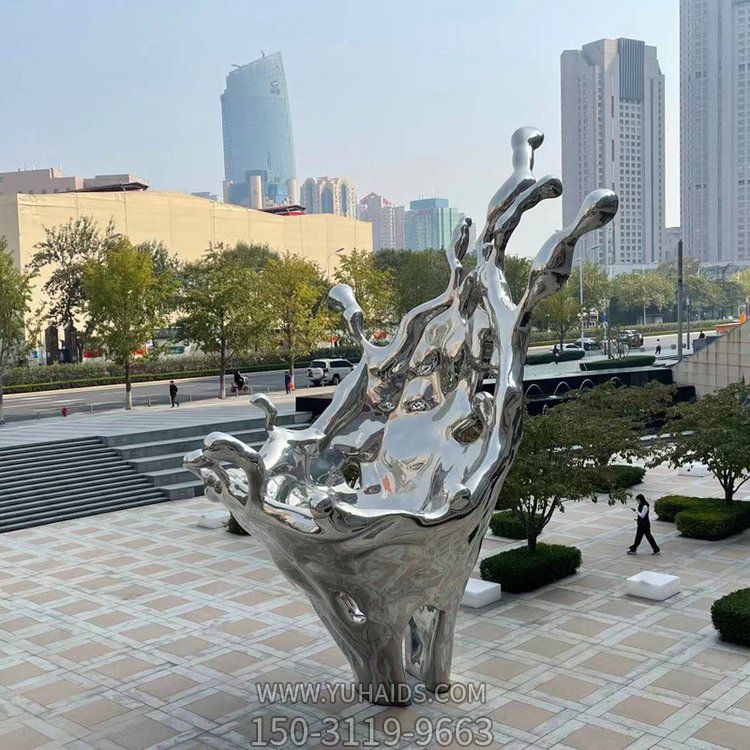 不锈钢镜面立体抽象浪花城市广场景观雕塑摆件