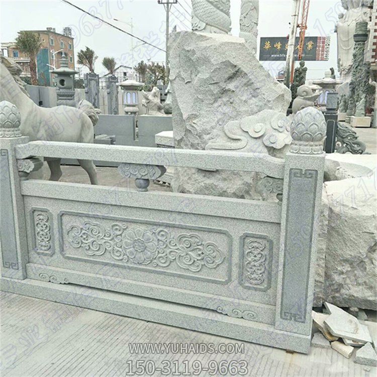 石材花岗岩五莲花芝麻灰青石桥栏杆拱桥雕塑