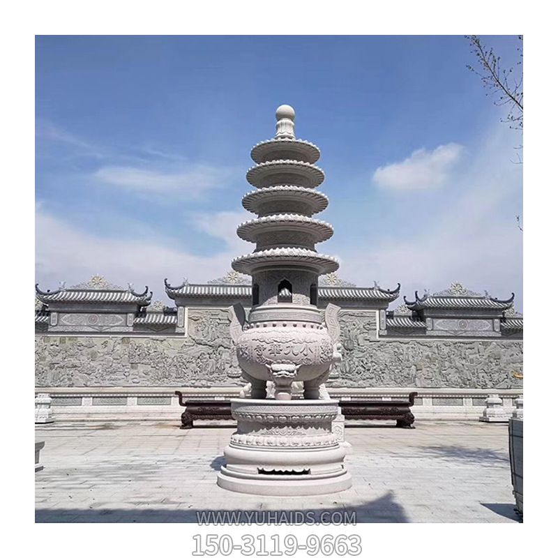 花岗岩石塔寺庙烧香七宝塔石雕雕塑