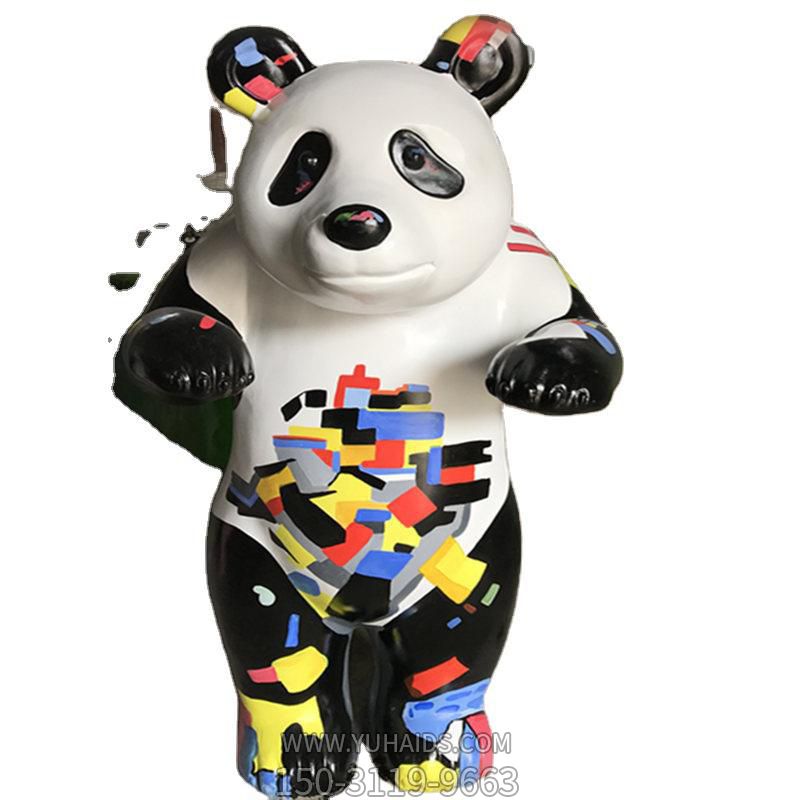 熊猫雕塑-商业街学校摆放卡通创意熊猫玻璃钢雕塑