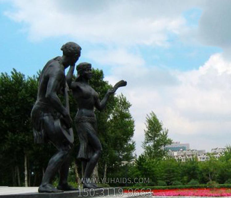 公园唱歌跳舞的人物玻璃钢仿铜雕雕塑
