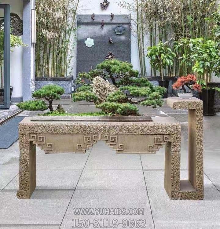 天然大理石浮雕中式花架庭院盆景摆件雕塑