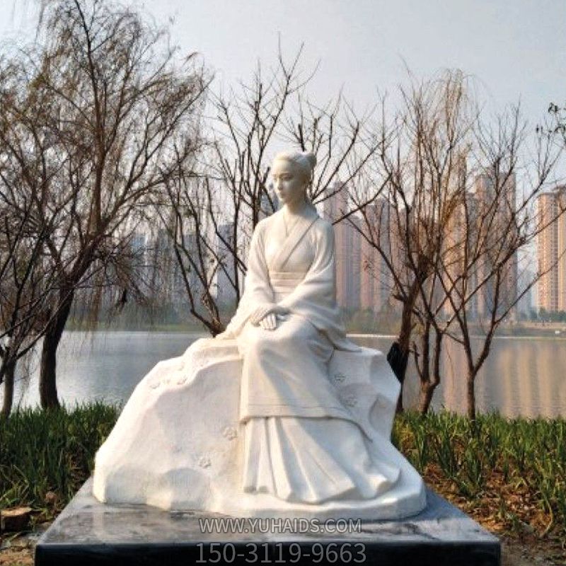 公园历史名人美女坐姿汉白玉息夫人雕像雕塑