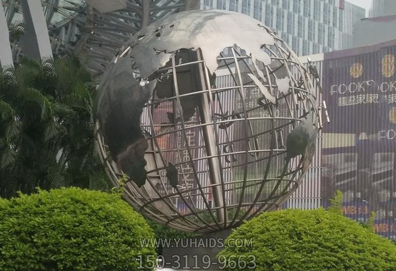 公园小区大型仿真地球仪玻璃钢创意街边地球仪雕塑