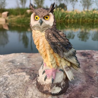 花园摆放一只猫头鹰树脂猫头鹰雕塑