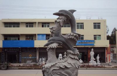 景区街边石雕海豚雕塑
