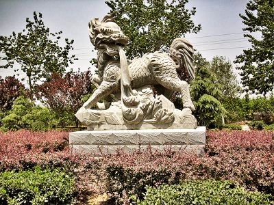 花广场花园景观大理石石雕麒麟雕塑