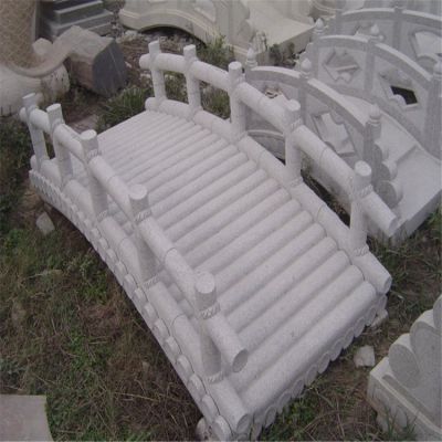 别墅院子造景摆放汉白玉雕刻竹节小石拱桥