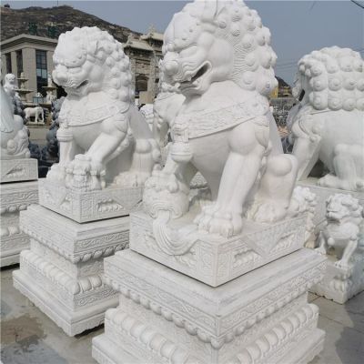 大理石石雕户外园林景区大型镇宅招财狮子雕塑