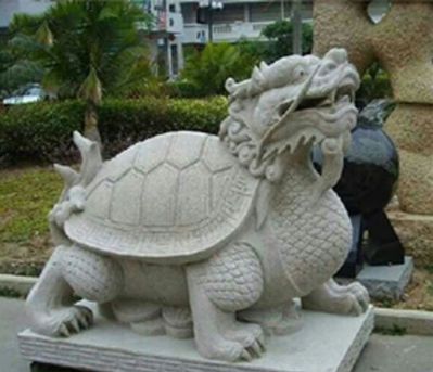 公园里摆放的砂石石雕创意龙龟雕塑