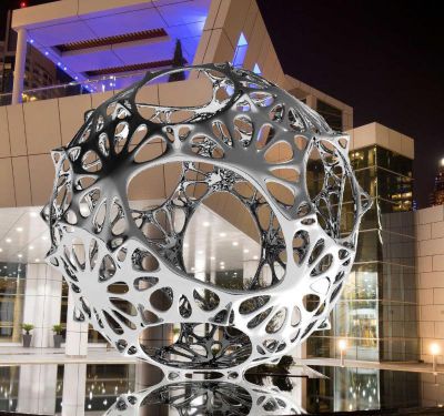 酒店大厦创意抽象不锈钢镂空球雕塑