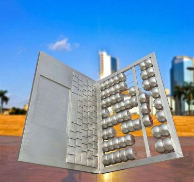大型广场摆放的玻璃钢创意算盘雕塑
