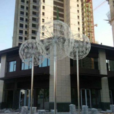 酒店商业街不锈钢植物景观蒲公英雕塑