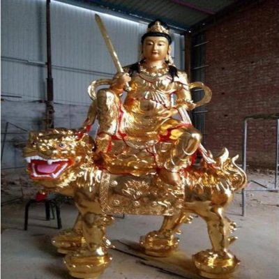 玻璃钢景区寺庙大型文姝普贤雕塑