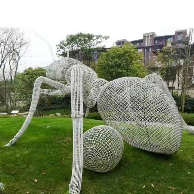 园林广场不锈钢镂空网格大型抽象蚂蚁雕塑