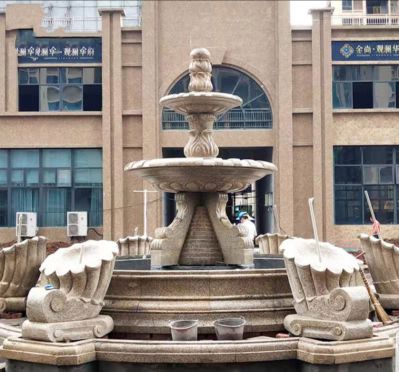 酒店别墅创意大理石切面喷泉雕塑