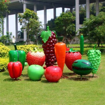 园林广场玻璃钢彩绘创意蔬菜水果雕塑