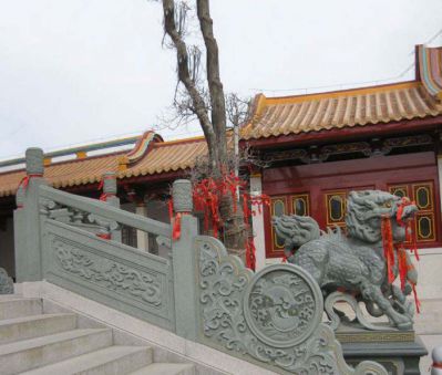 寺院台阶楼梯扶手青石仿古栏杆雕塑
