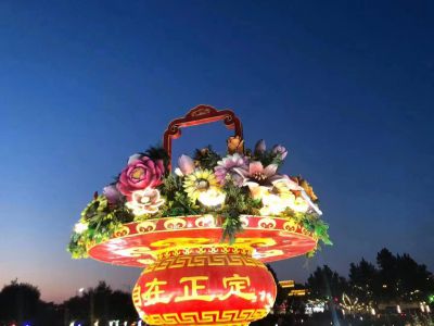 自在正定灯光花篮玻璃钢雕塑