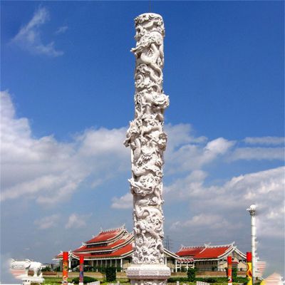城市广场装饰大型汉白玉浮雕龙石柱