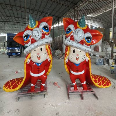 玻璃钢动物雕塑 造型新年生肖卡通鼠雕塑