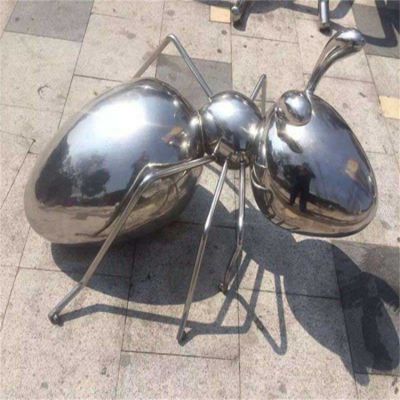不锈钢镜面蚂蚁雕塑户外草坪售楼处金属摆件
