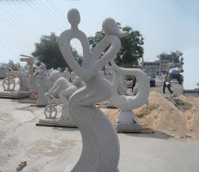 公园抽象汉白玉石雕情侣雕塑
